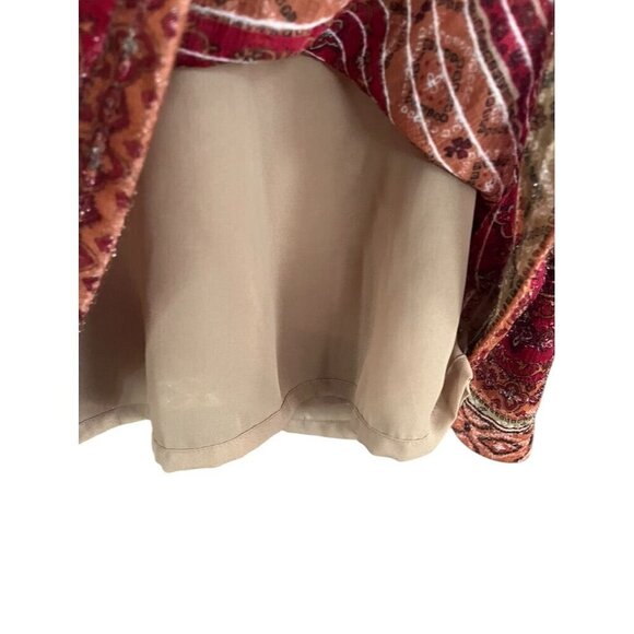 Retro Floral Jacket 10 Red Boho Striped Aztec Classic Chic Fuzzy Western 80s - Picture 10 of 12